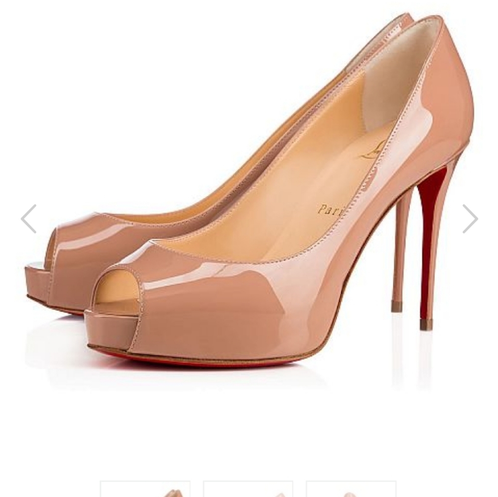 Nude parent leather Louboutin peep toe